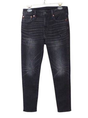 AE Men's Almost Black Stretch Airflex 360 Destroyed Skinny Athletic Blue Jeans